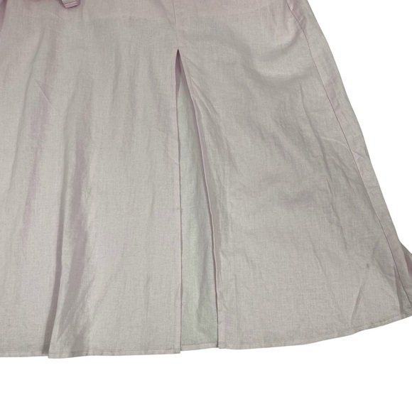 Old Navy Womens Midi Dress Sz XL Fit & Flare Linen-Blend Smocked Back Pink Slit - Picture 3 of 12